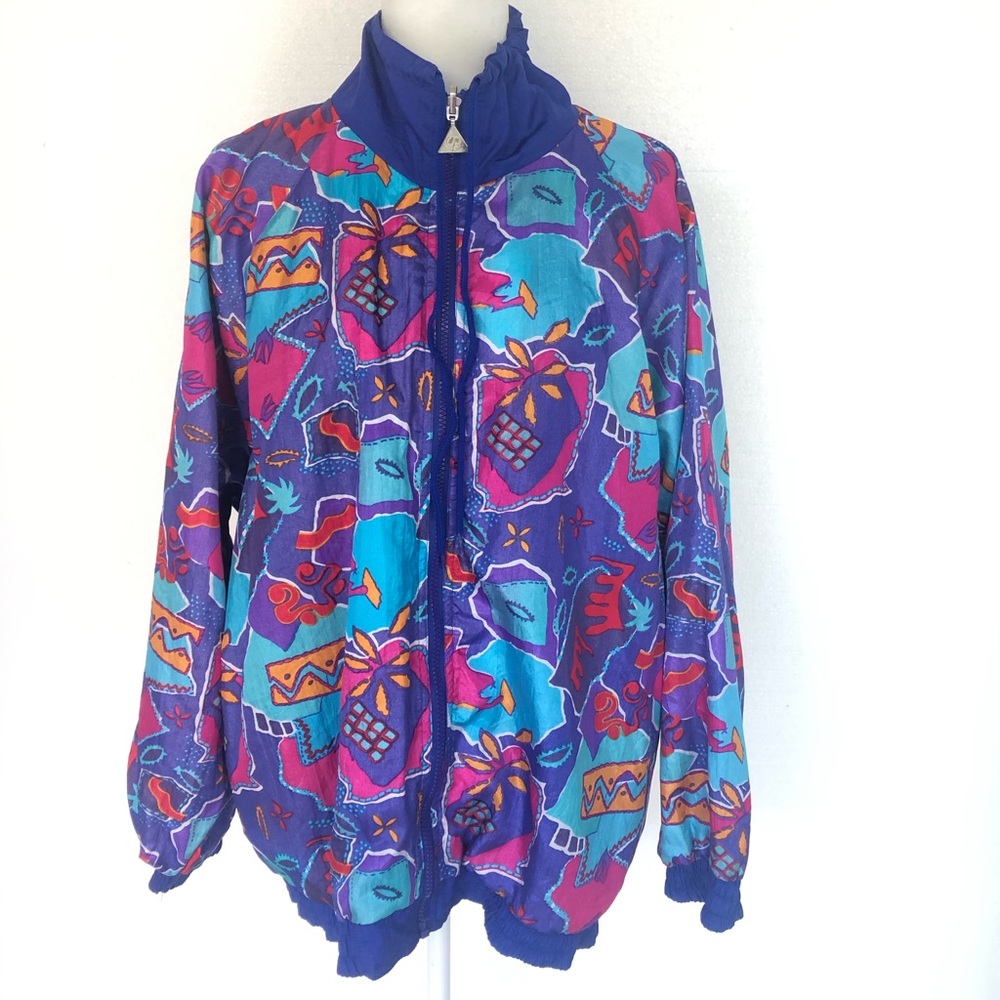 VTG 80s 90s Casual Isle Reversible Windbreaker L